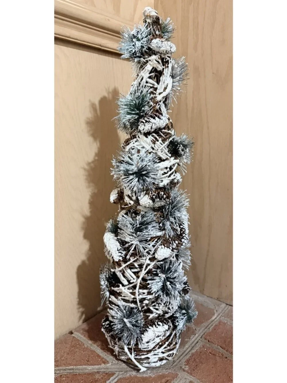 22” Rustic Twig Natural Twisted Wood Tree Focked Pine & Pinecones Tabletop